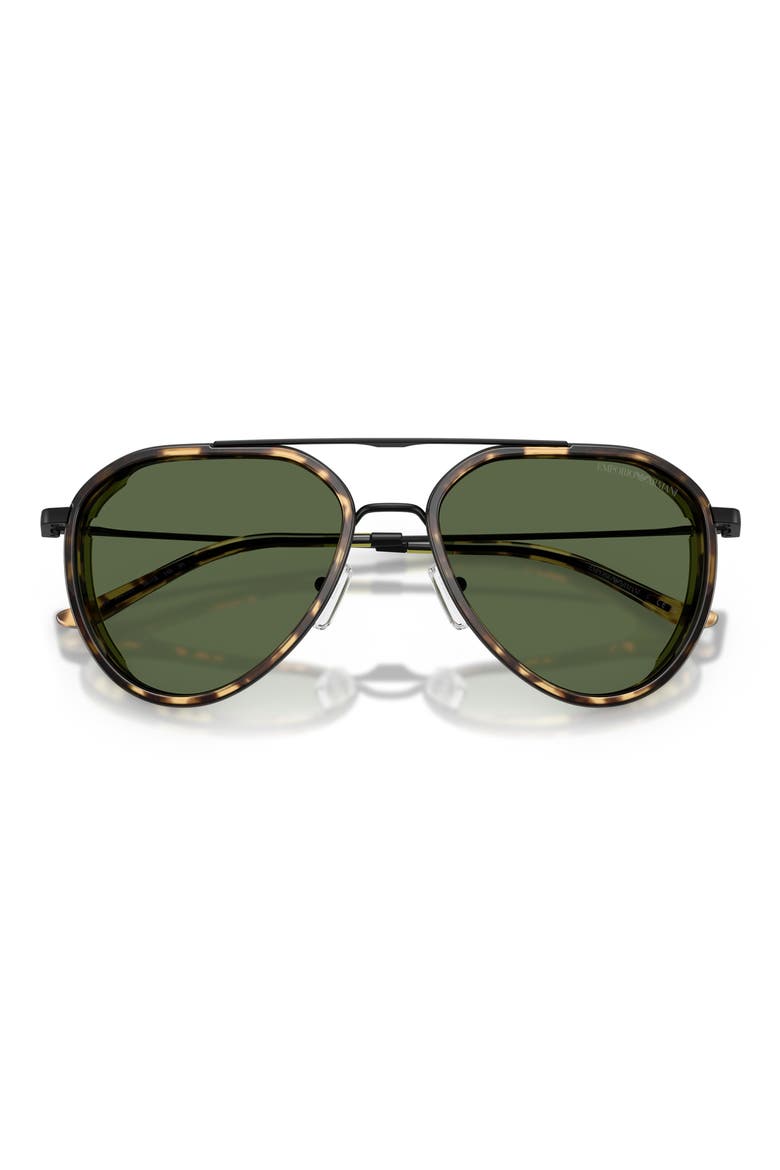 56mm Pilot Sunglasses, Alternate, color, MATTE BLACK / DARK GREEN