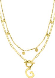 Adornia Initial Pendant Layered Chain Necklace