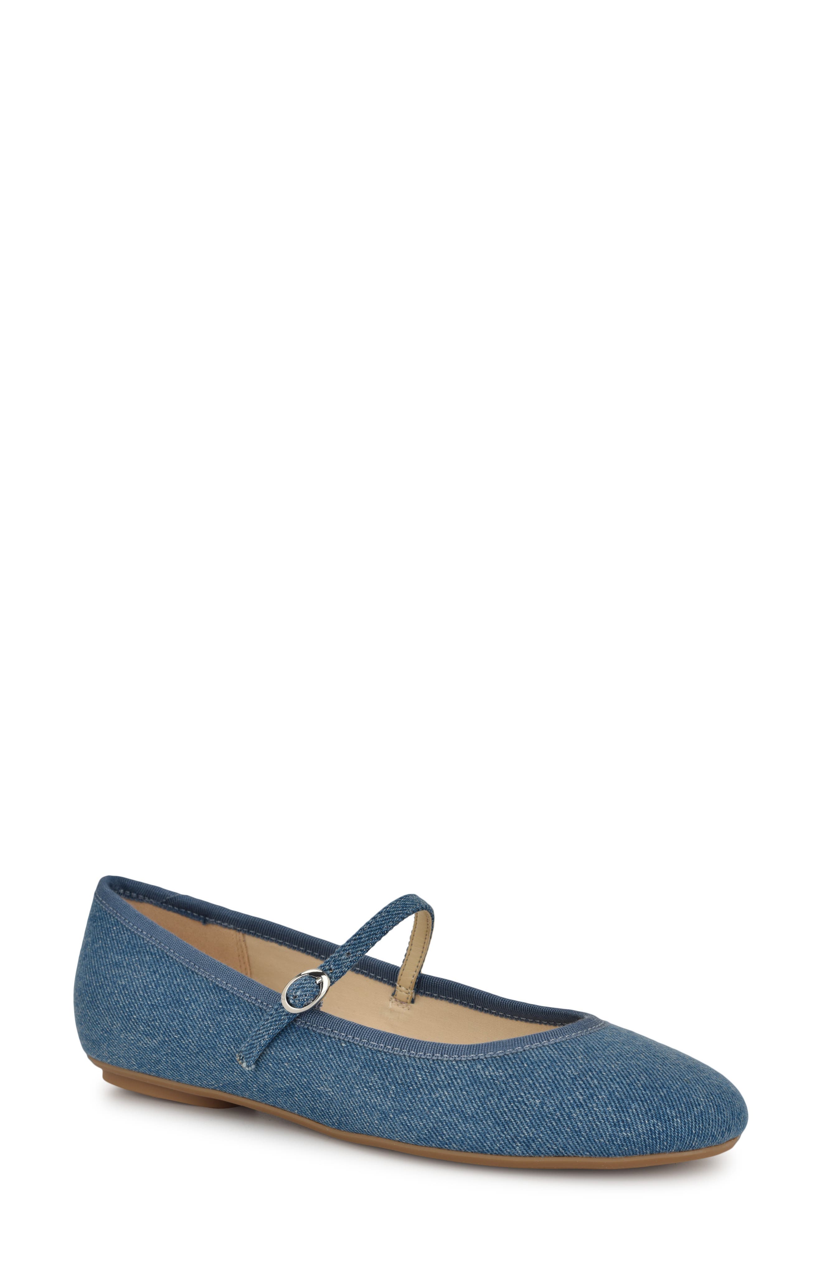 Nine West Classik Mary Jane Flat, Main, color, Med Blue