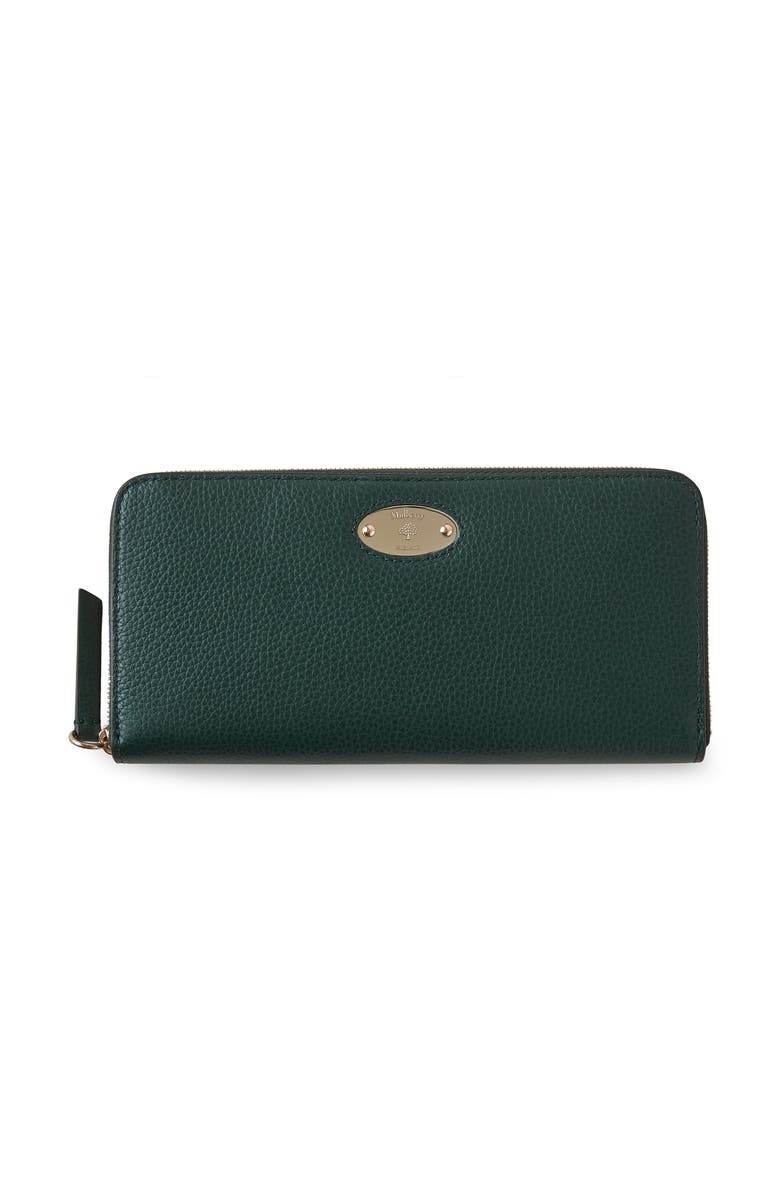 Mulberry Plaque 8 Card Leather Zip Wallet, Main, color, Mulberry Green