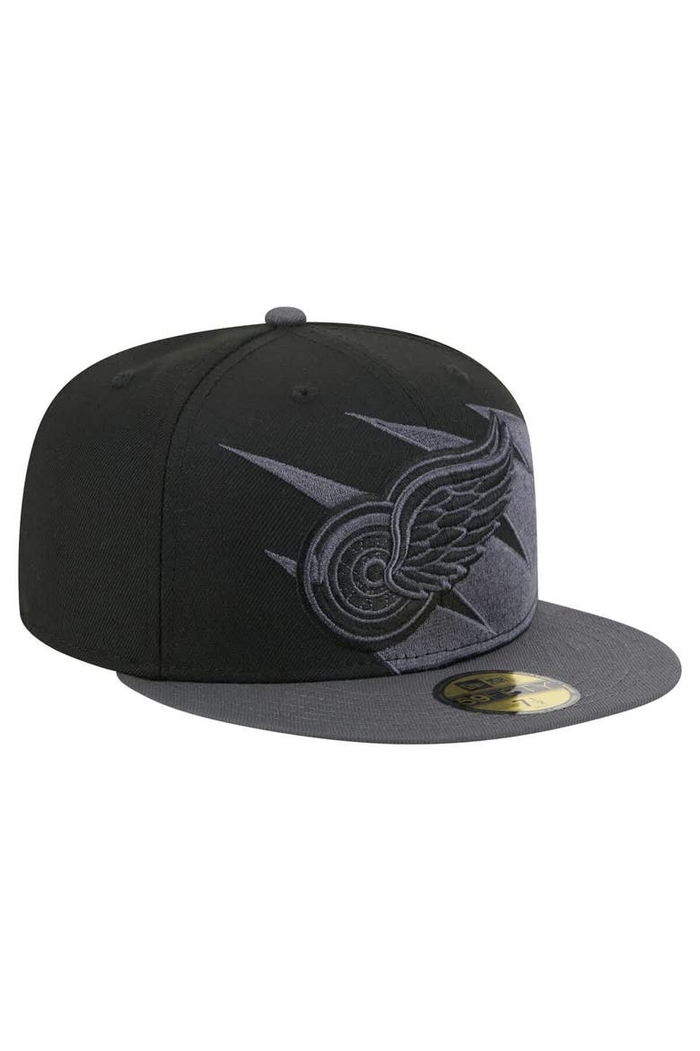 Men's New Era  Black Detroit Red Wings Spikes 59FIFTY Fitted Hat, Alternate, color, Black