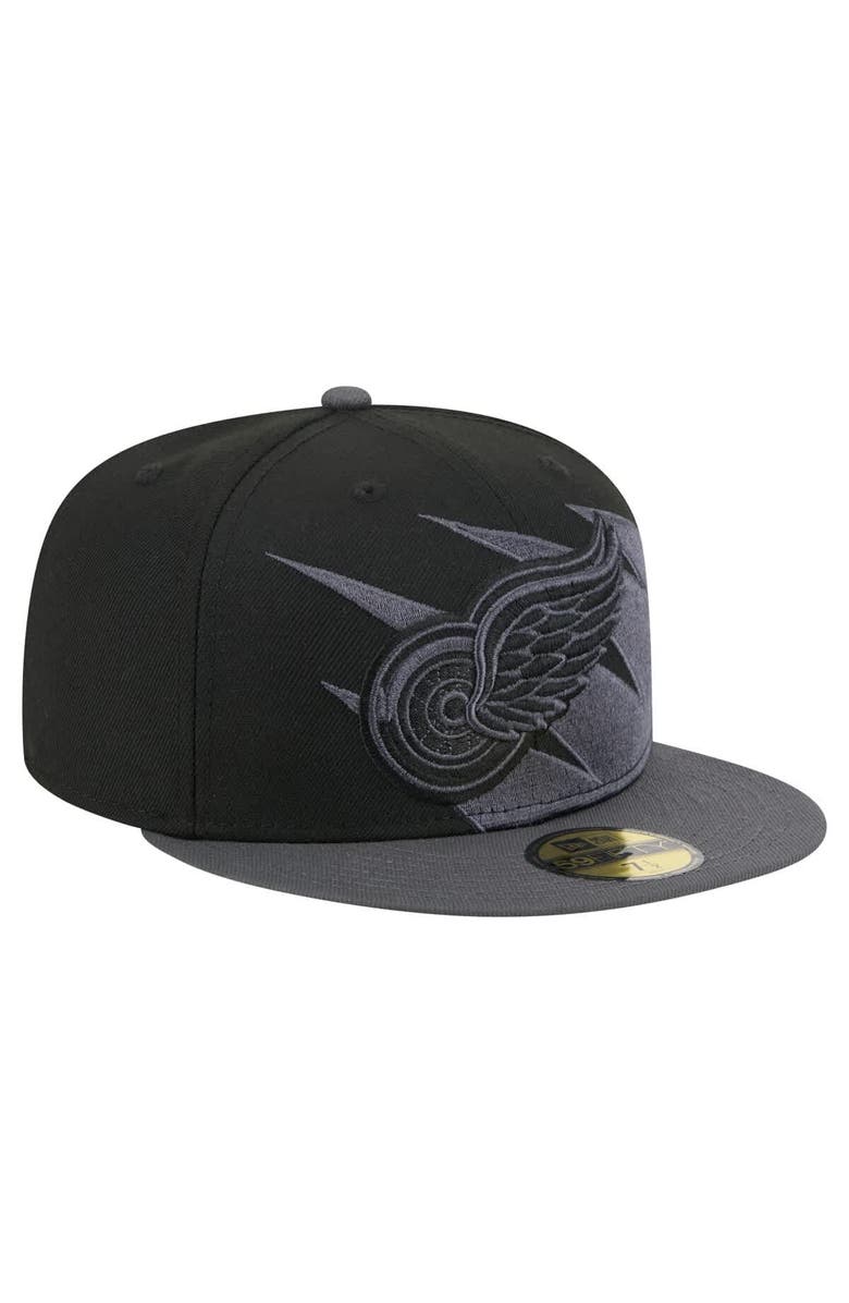 New Era Men's New Era Black Detroit Red Wings Spikes 59FIFTY Fitted Hat, Alternate, color, Black