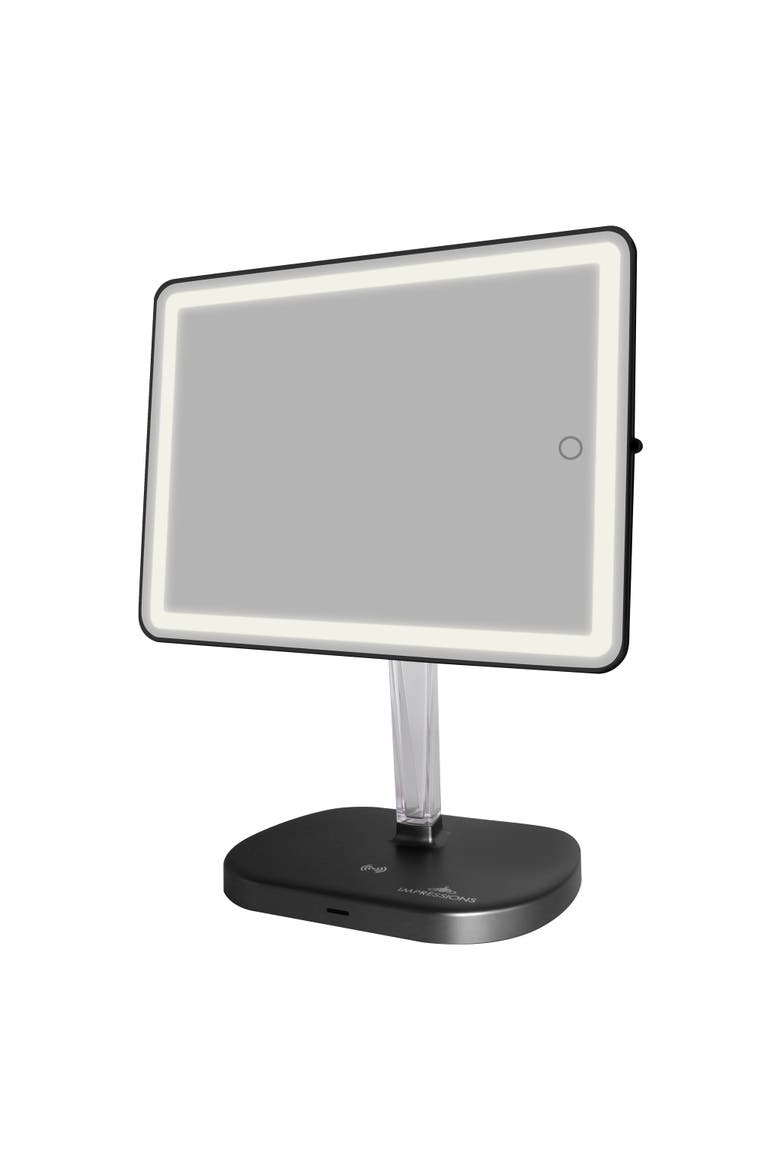 Touch Pro 2.0 LED Makeup Mirror with Qi Charging Base, Alternate, color, Black