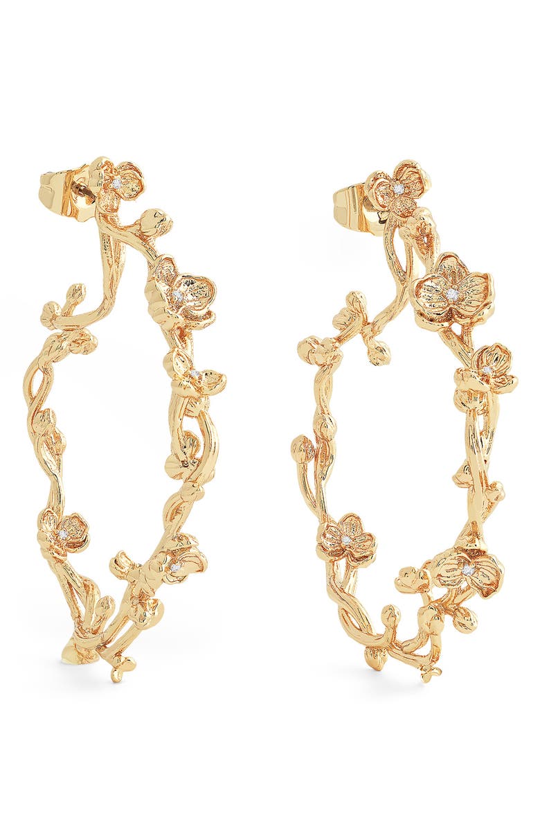 Anabel Aram Jewelry Orchid Hoop Earrings, Main, color, Gold