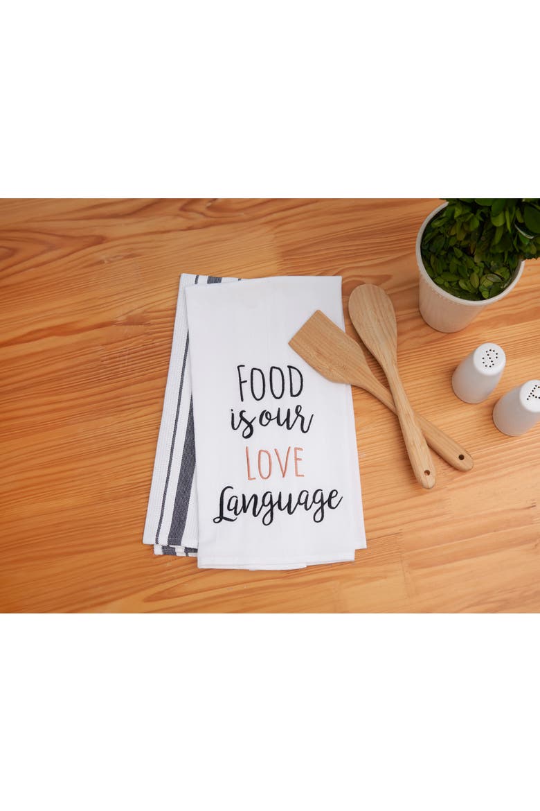 Food Is Our Love Language Kitchen Towels Set of 2, Alternate, color, White