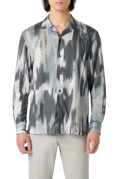 Julian Abstract Print Cotton Button-Up Camp Shirt