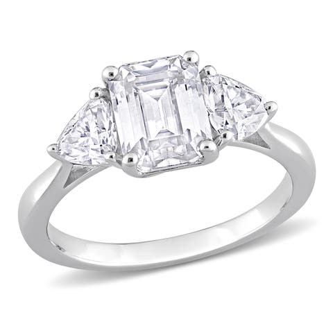Moissanite Emerald 3-Stone Ring