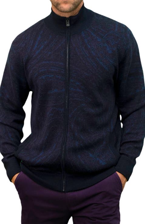 Frederick Merino Wool Silk Cashmere Full-Zip Cardigan Sweater