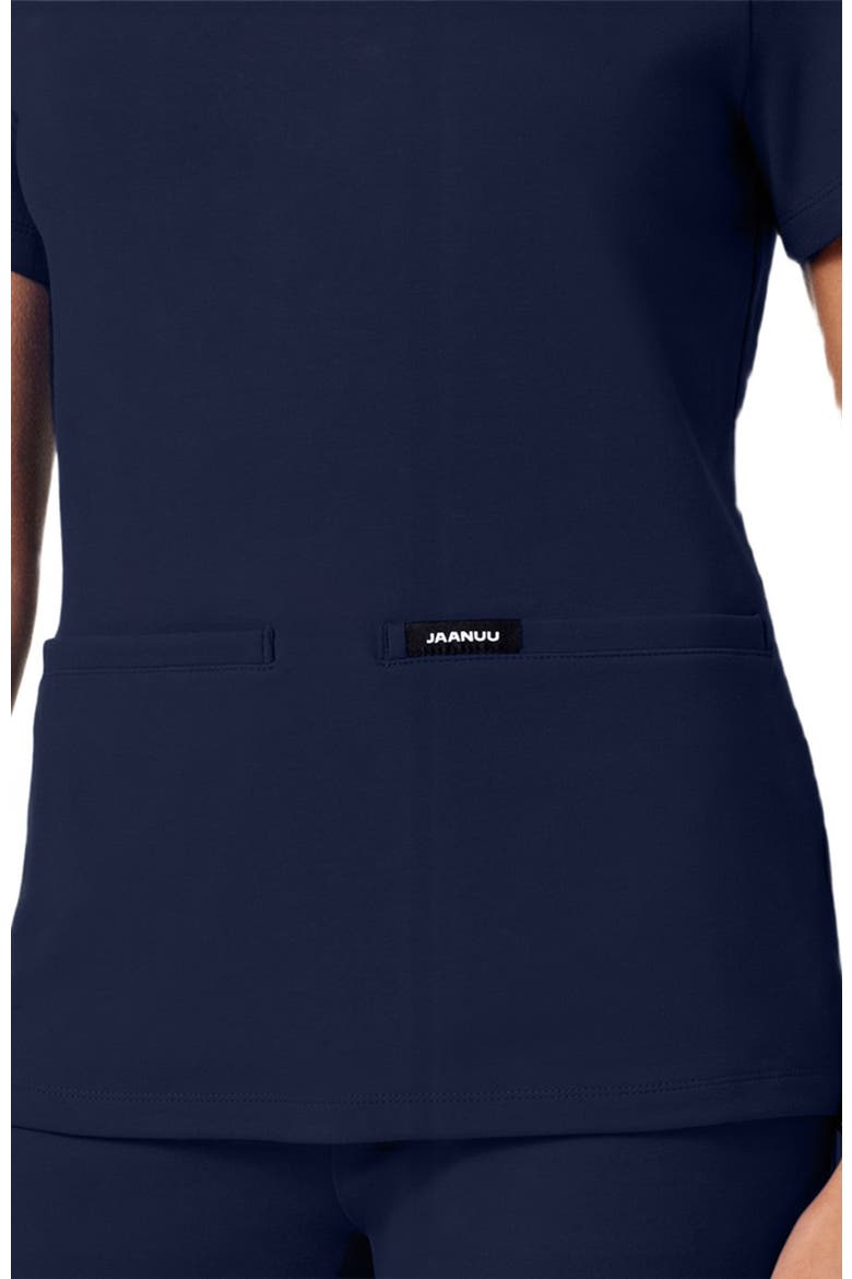 Cesi Women's 2-Pocket Slim Knit V-Neck Scrub Top, Alternate, color, Midnight Navy