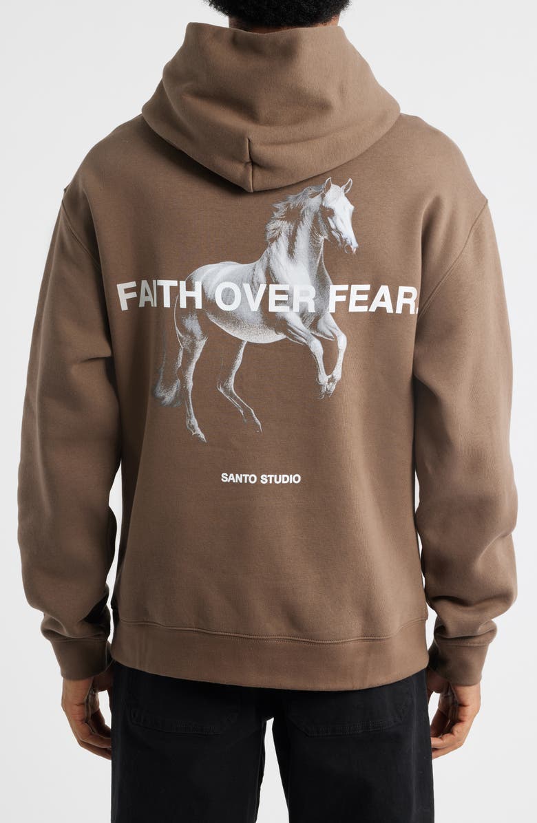 SANTO STUDIO Faith Over Fear Cotton Graphic Hoodie, Alternate, color,