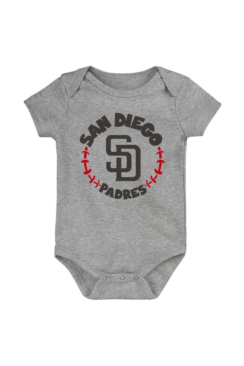 Infant Gold/White/Heather Gray San Diego Padres Biggest Little Fan 3-Pack Bodysuit Set, Alternate, color, Gold