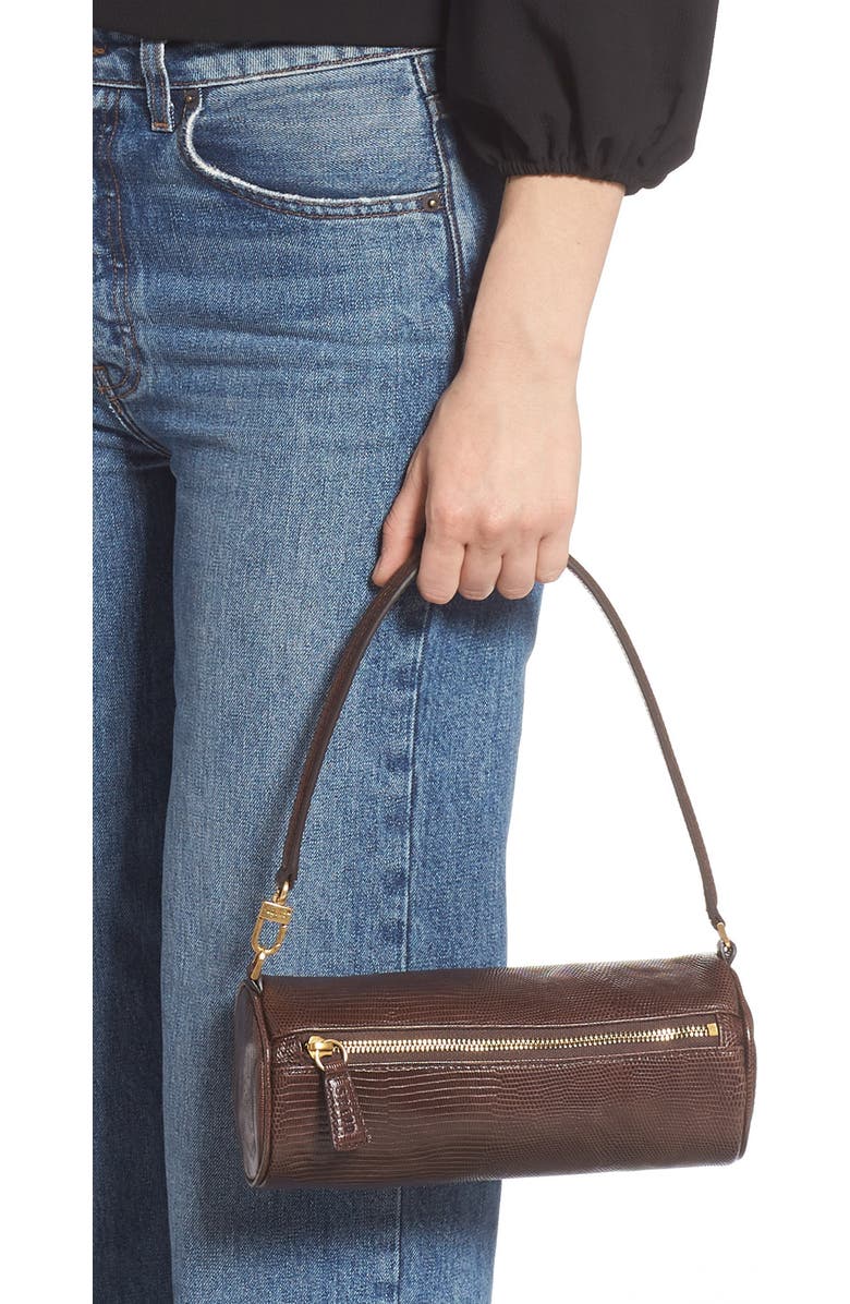 STAUD Suzy Leather Barrel Baguette Bag, Alternate, color,