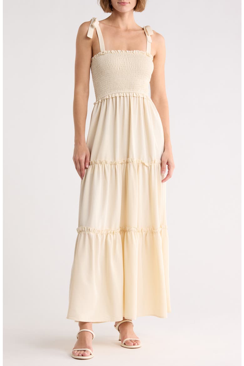Darla Smocked Maxi Dress, Main, color, CREME