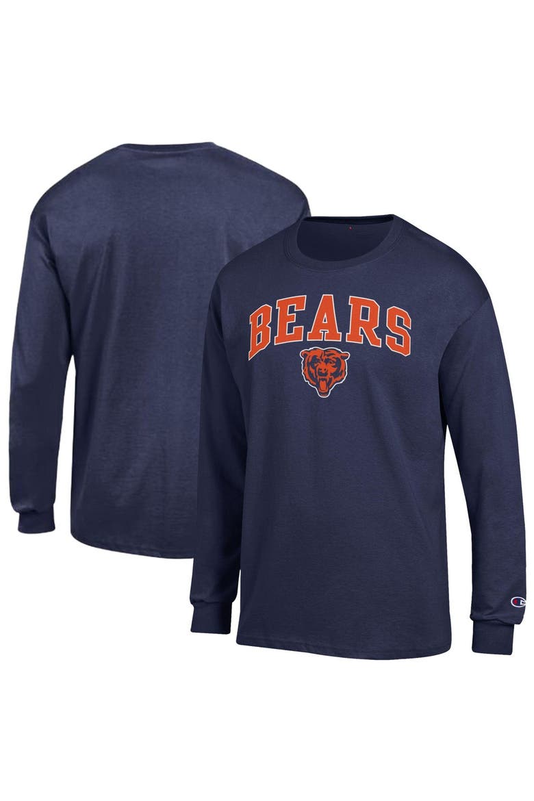 Men's Champion Navy Chicago Bears Arch Over Logo Long Sleeve T-Shirt, Main, color, Navy