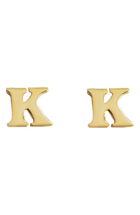 Block Letter Initial Stud Earrings