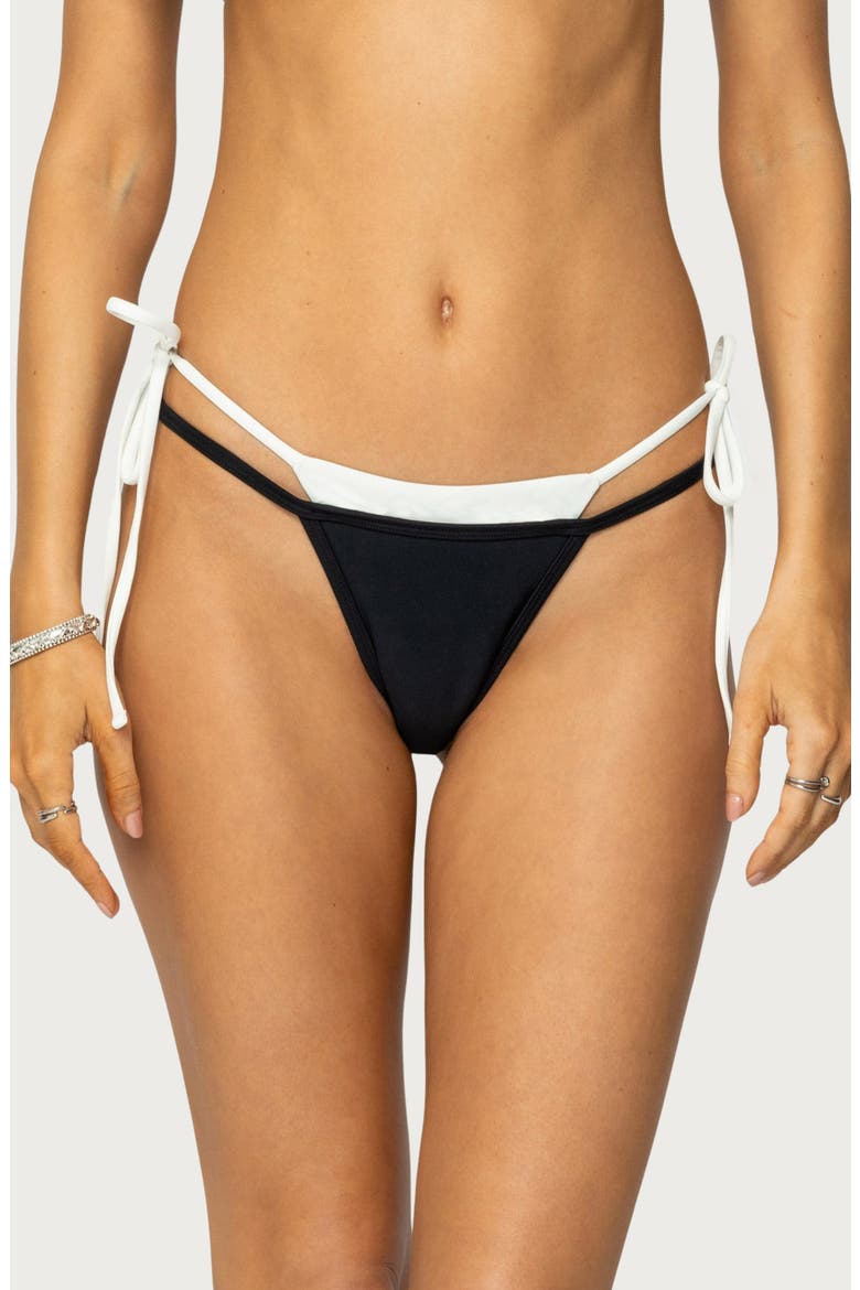 Jessica Layered String Bikini Bottoms, Main, color, BLACK-AND-WHITE