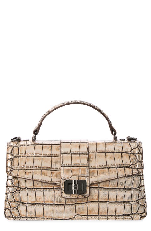 Genie Embossed Leather Top Handle Bag
