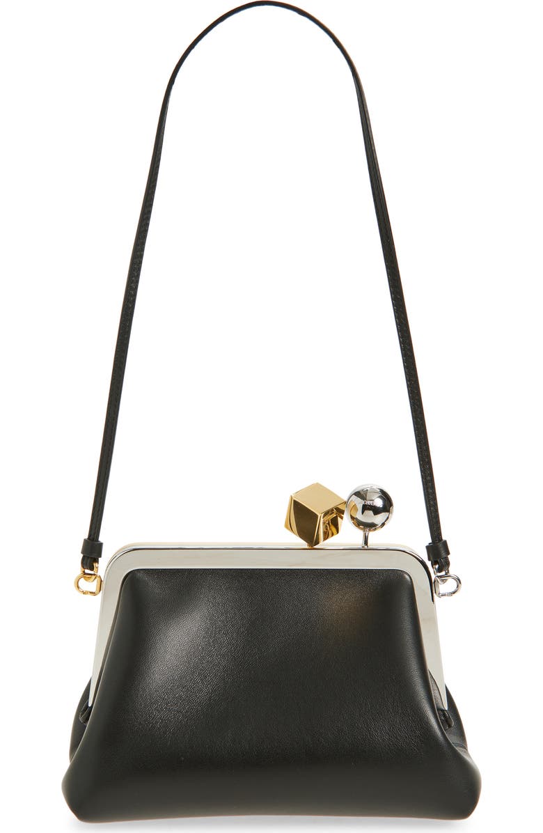 Jacquemus Le Berlingot Leather Frame Handbag, Alternate, color, Black 990