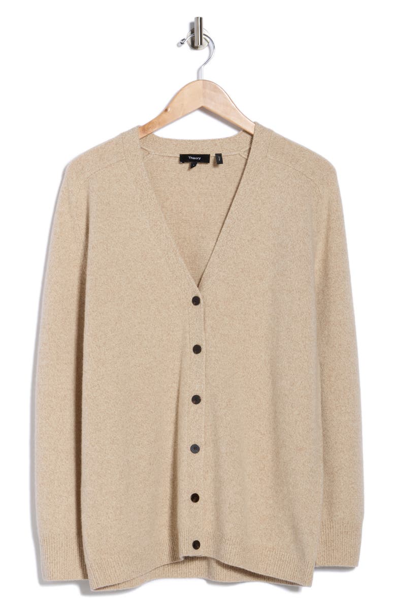 Theory Karenia Wool & Cashmere Blend Cardigan, Alternate, color, Beige Mouline