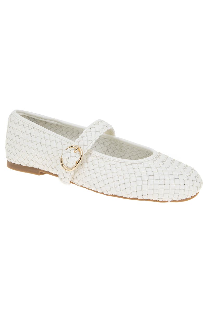 BCBGeneration Elayen Woven Mary Jane Flat, Main, color, Cloud Dancer