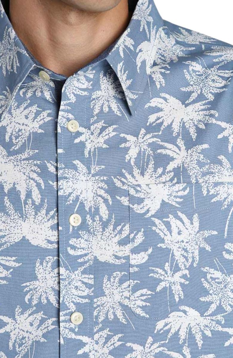 JACHS Print Short Sleeve Cotton Button<br /><br /><br /><br /><br /><br /><br />Palm Tree Print Short Sleeve Cotton Button-Up Shirt, Alternate, color,