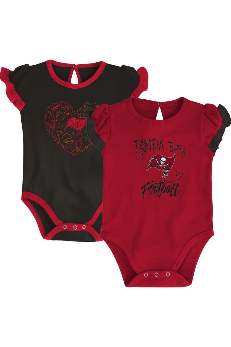 Newborn & Infant Red/Black Tampa Bay Buccaneers Too Much Love Two-Piece Bodysuit Set, Main, color, Red