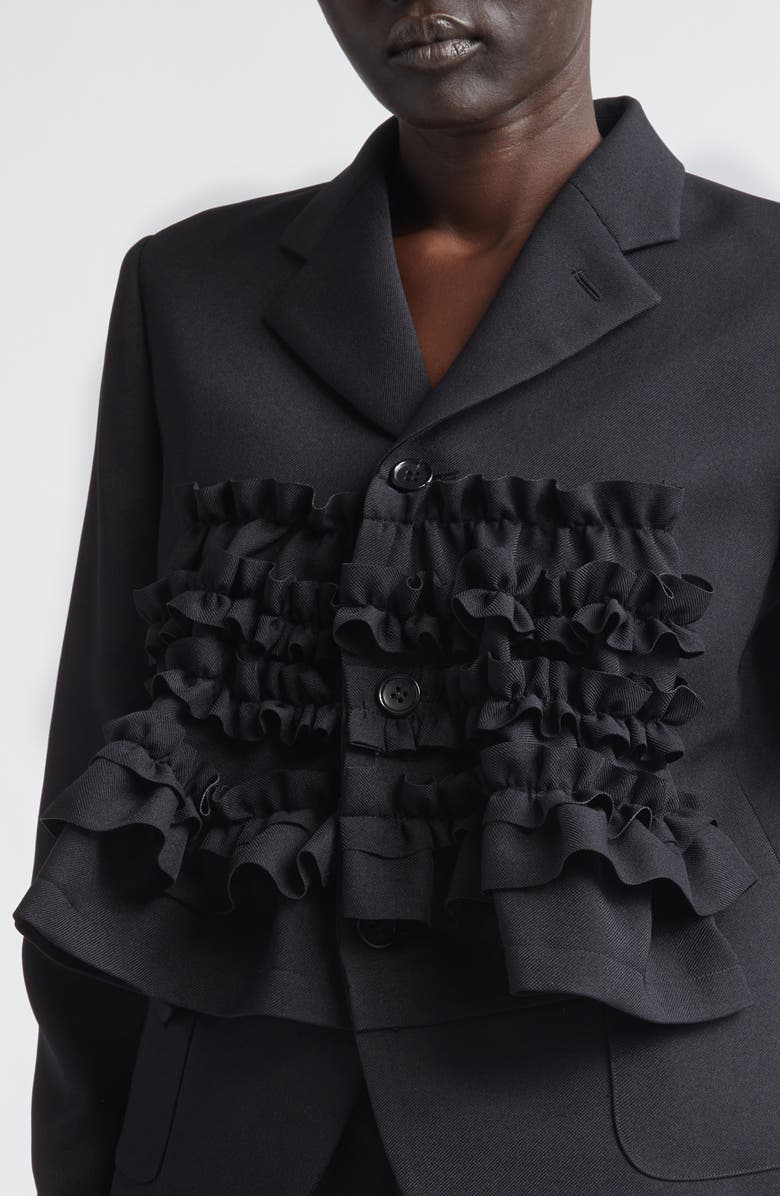 Comme des Garçons Girl Ruffle Gabardine Jacket, Alternate, color, 