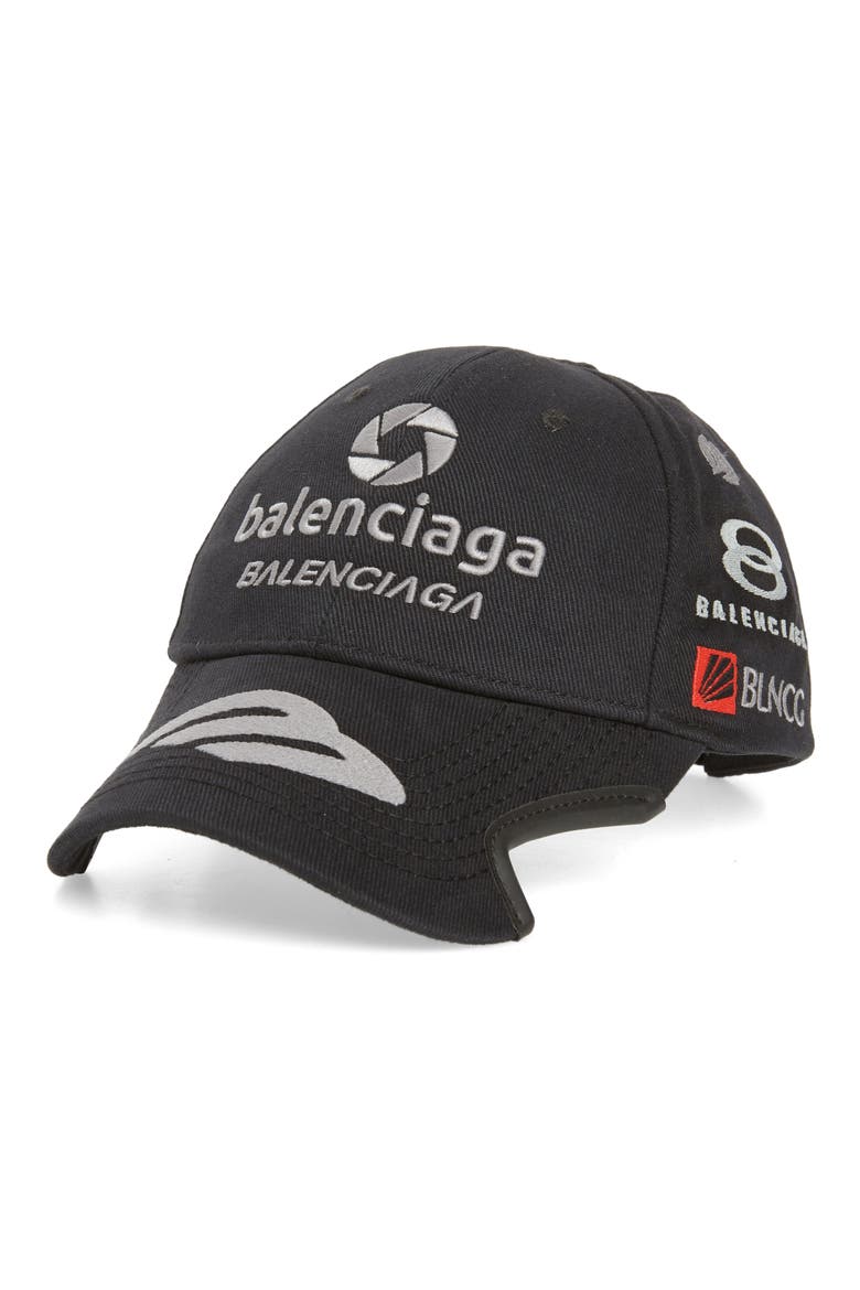 Balenciaga Notch Racer Logo Embroidered Cotton Twill Baseball Cap