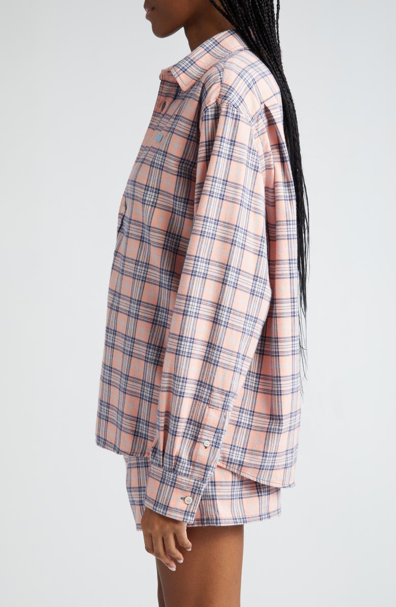 Acne Studios Plaid Organic Cotton Flannel Button-Up Shirt, Alternate, color, 