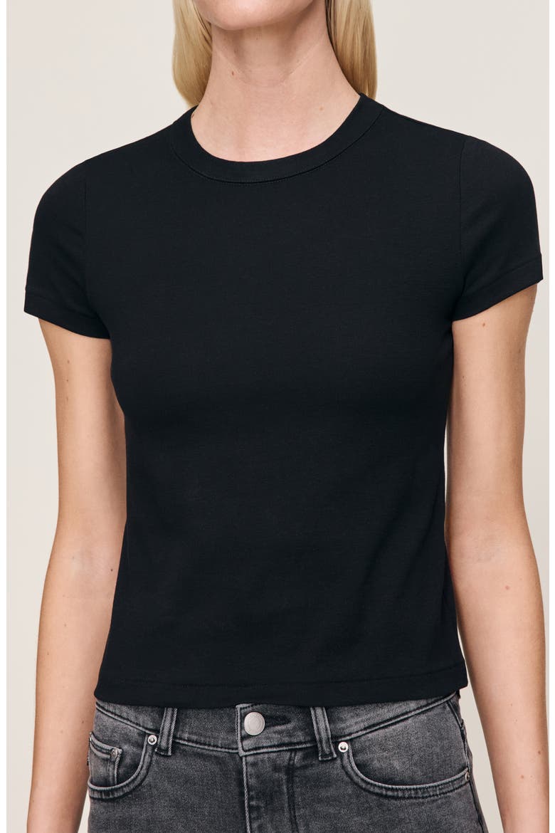 Shrunken Cotton T-Shirt, Alternate, color, BLACK