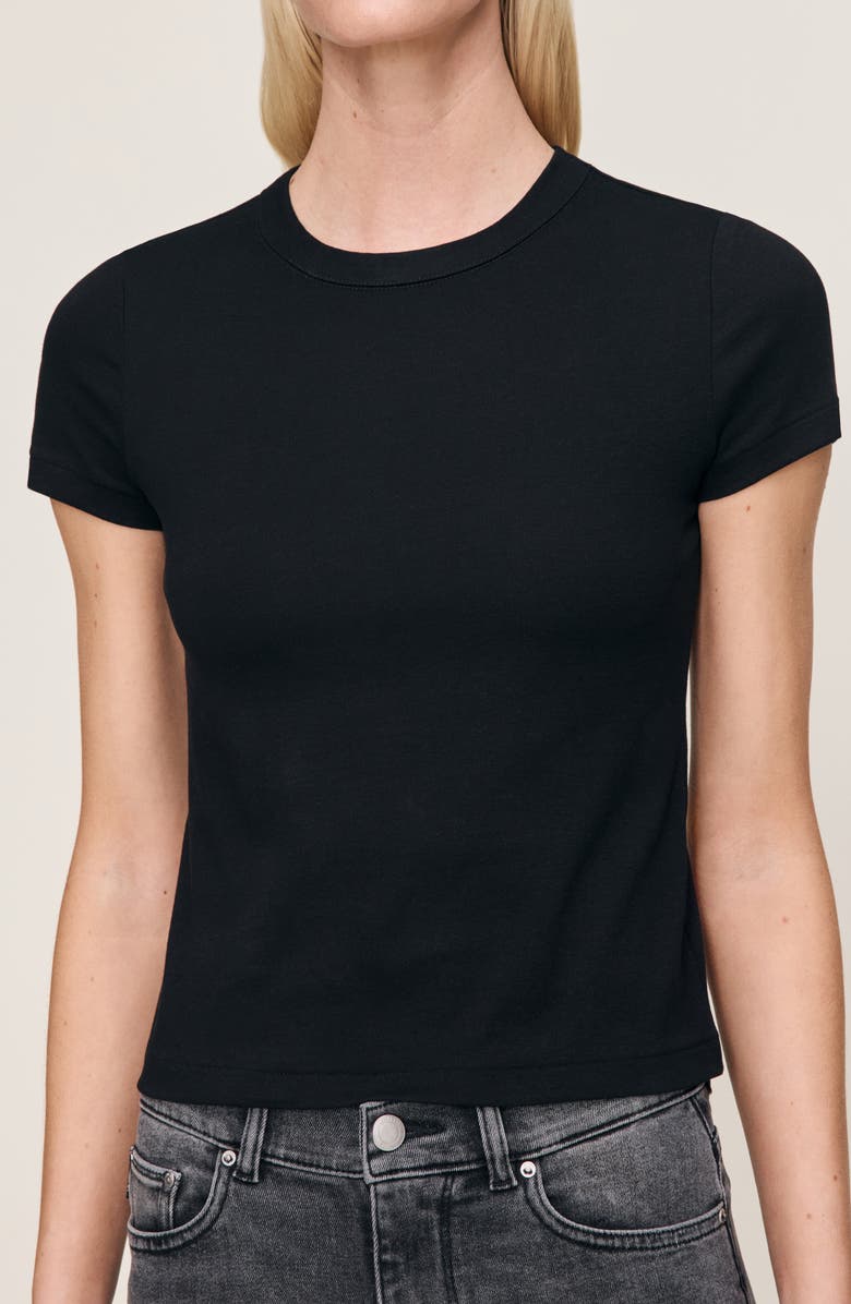 DL1961 Shrunken Cotton T-Shirt, Alternate, color, Black