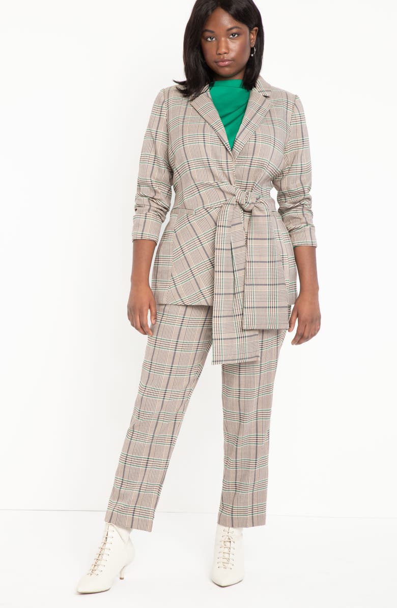 ELOQUII Plaid Kady Trousers, Alternate, color,