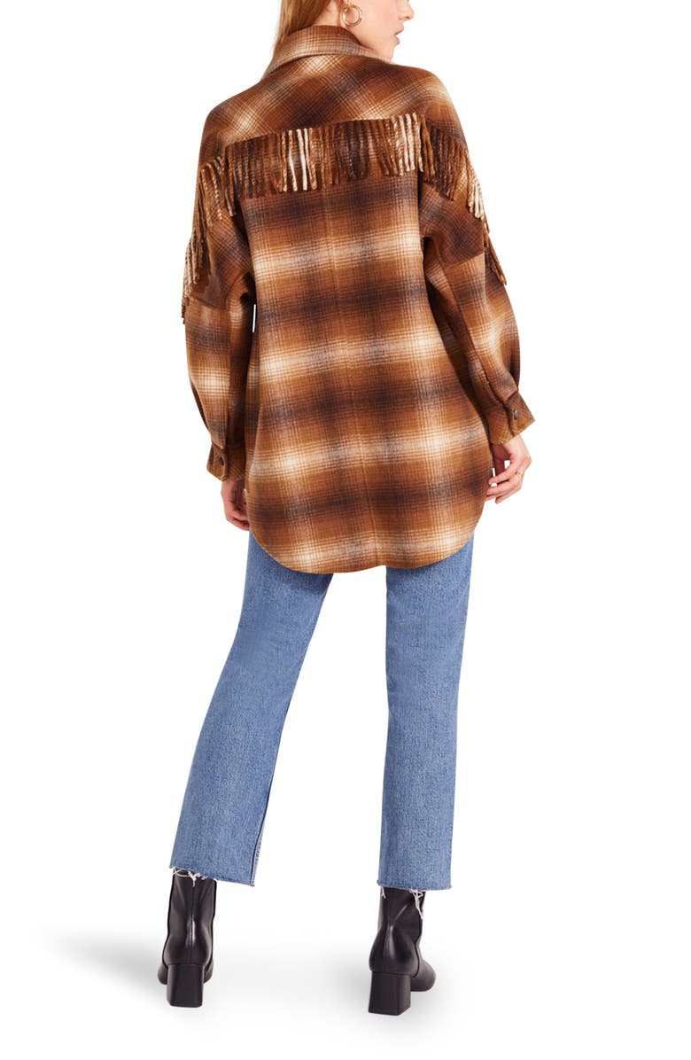 BB Dakota by Steve Madden Fringe with Benegits Plaid Jacket, Alternate, color,