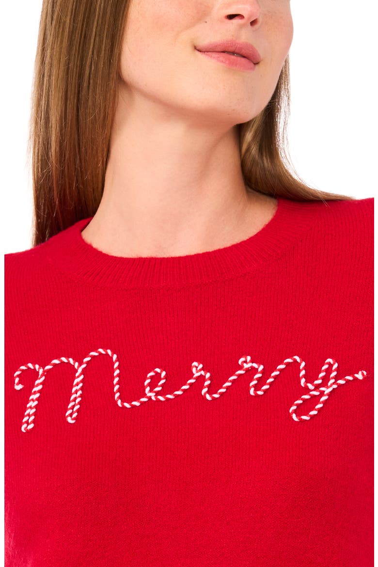 Holiday Candy Cane Stitch Sweater, Alternate, color, GLAMOUR RED