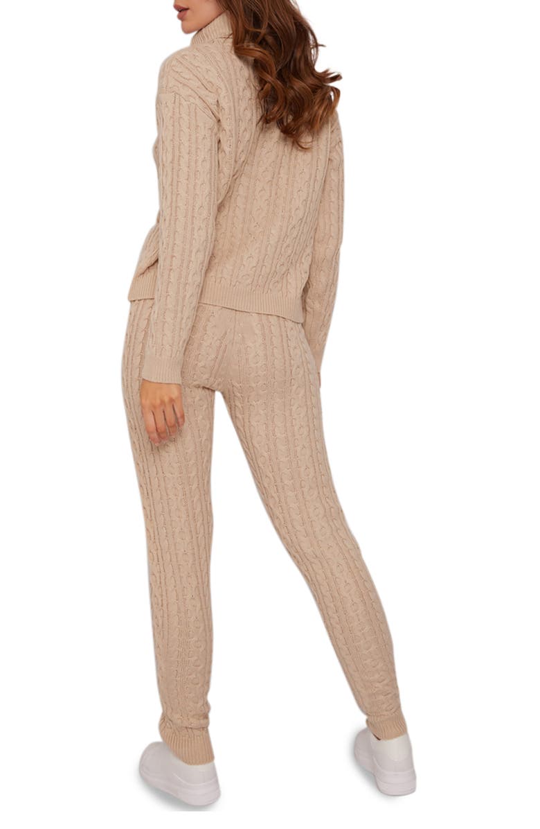 Chi Chi London Turtleneck Cable Knit Lounge Set, Alternate, color, 