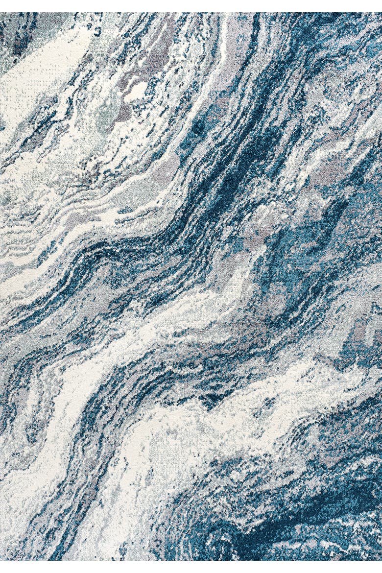 Kassia Contemporary Glam Abstract Marble Area Rug, Main, color, Navy/Cream