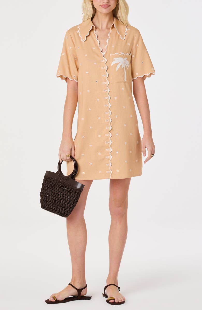 ASTR the Label Noelle Scallop Trim Shirtdress, Alternate, color, Peach