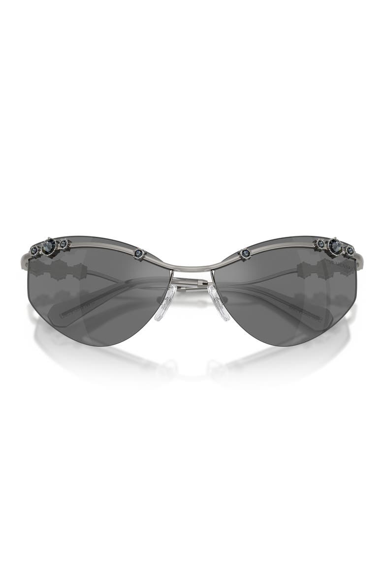61mm Irregular Sunglasses, Alternate, color, GUNMETAL / GREY MIRROR BLACK