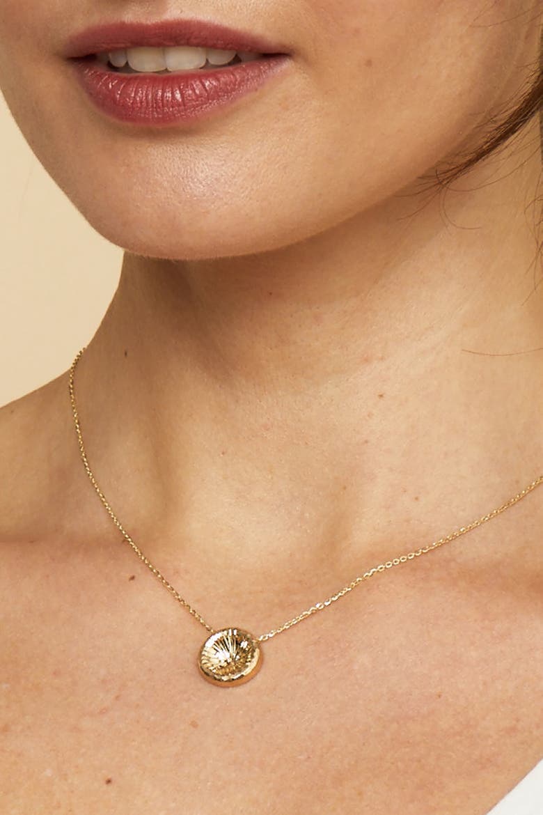 14K Yellow Gold Sunburst Round Necklace, Alternate, color, Yellow Gold