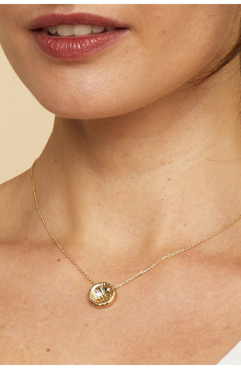 Oradina 14K Yellow Gold Sunburst Round Necklace, Alternate, color, Yellow Gold