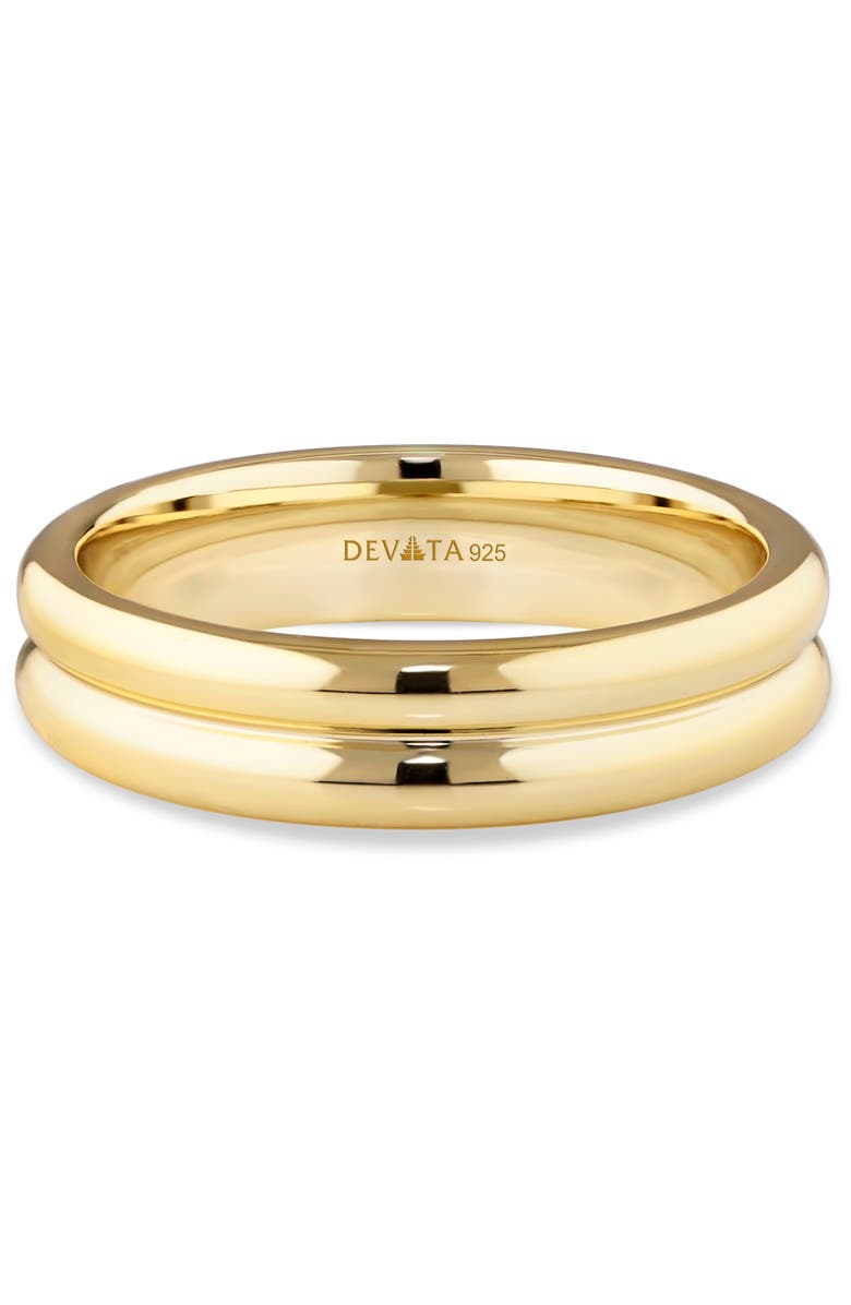 DEVATA Lined Band Ring in Gold Plated Sterling Silver, Main, color, Yellow Gold