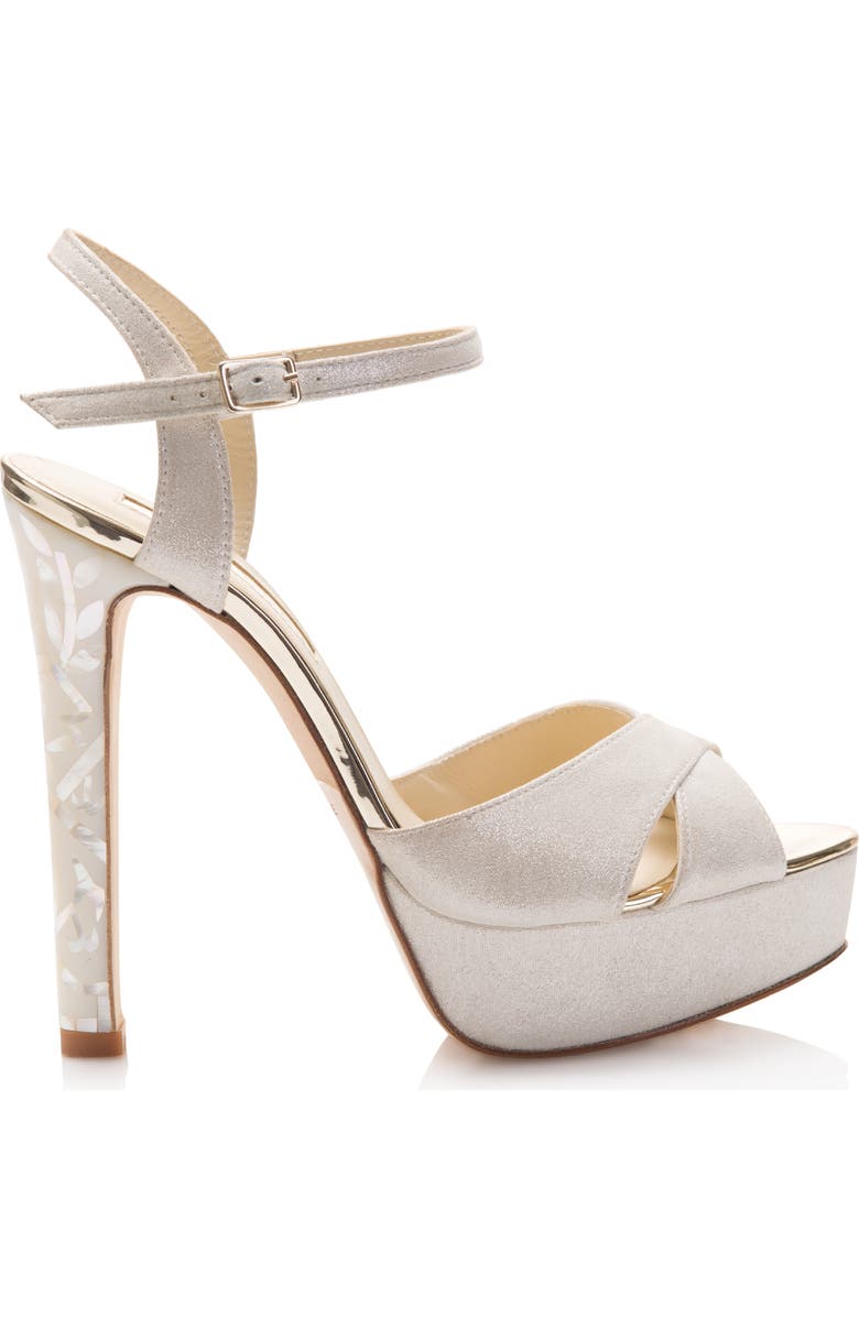 Freya Rose Ankle Strap Pearl Platform Heel Sandal, Main, color, Ivory