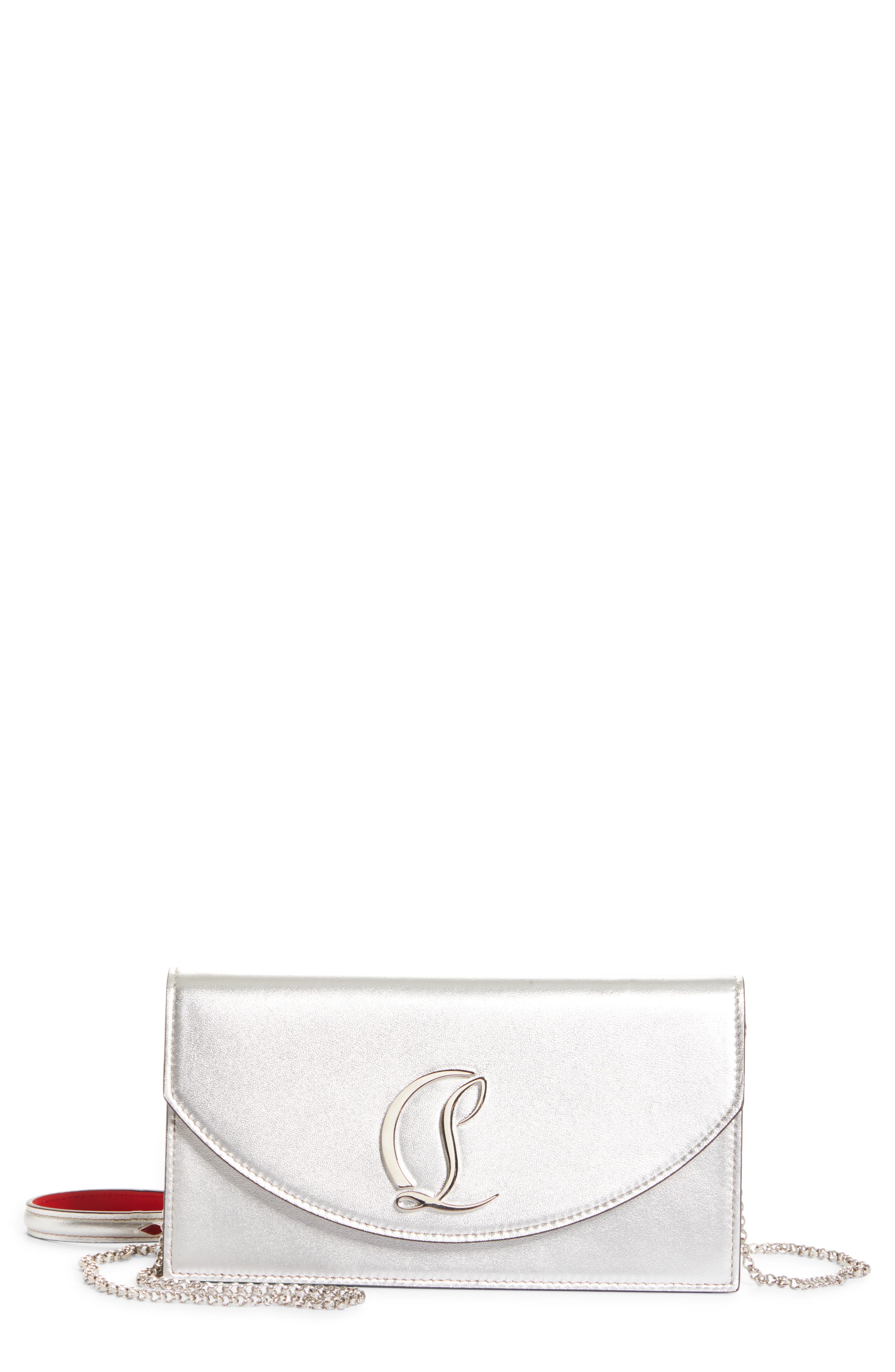 Christian Louboutin Loubi54 Metallic Leather Clutch, Main, color, 