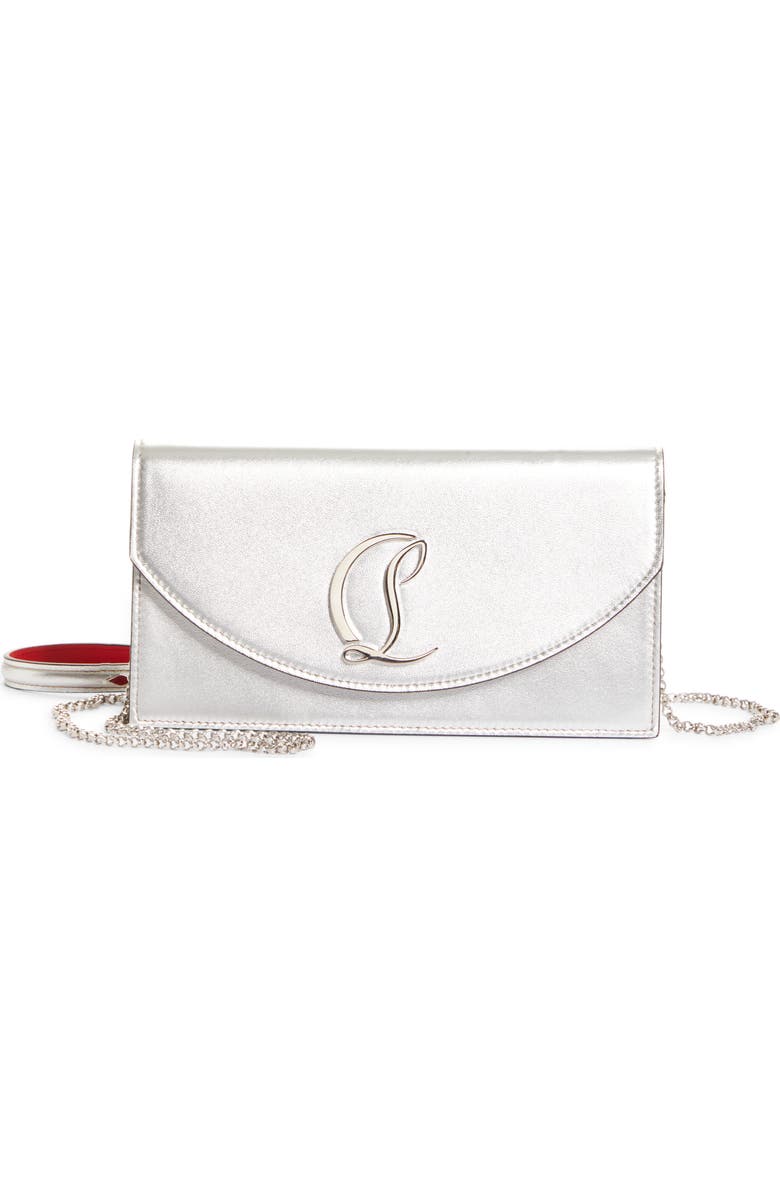 Christian Louboutin Loubi54 Metallic Leather Clutch, Main, color,