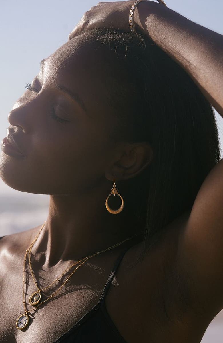 Satya Jewelry Stellar Sisterhood Moonstone Hoop Earrings, Alternate, color, 