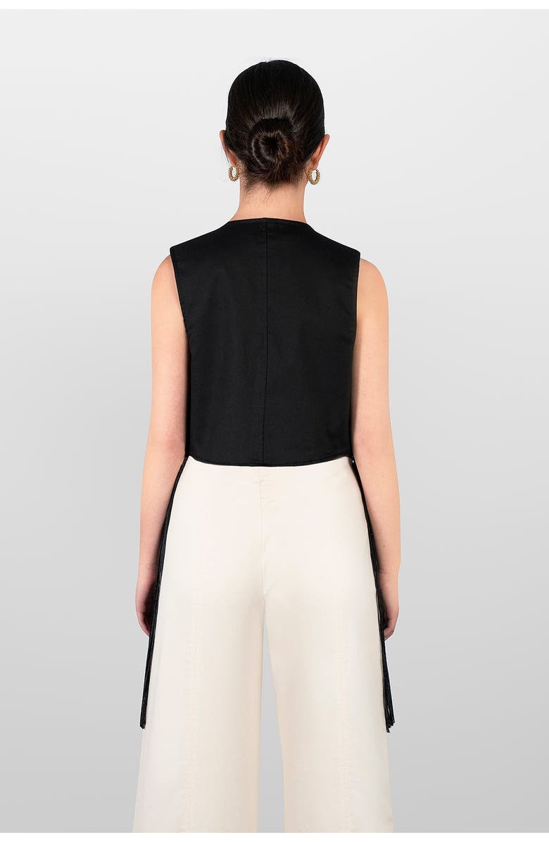 LAURA APARICIO Macrame Gillet Top, Alternate, color, Black