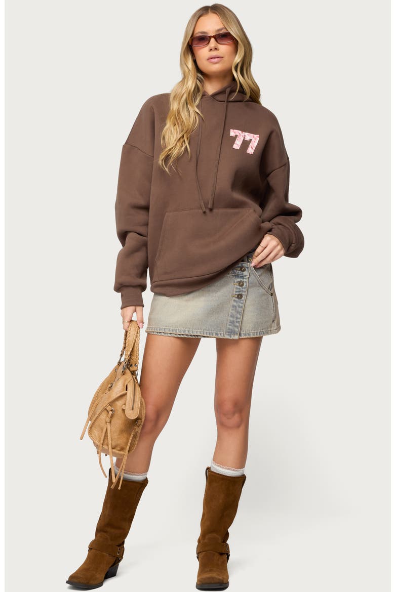 Leopard 77 Graphic Oversize Hoodie, Alternate, color, BROWN
