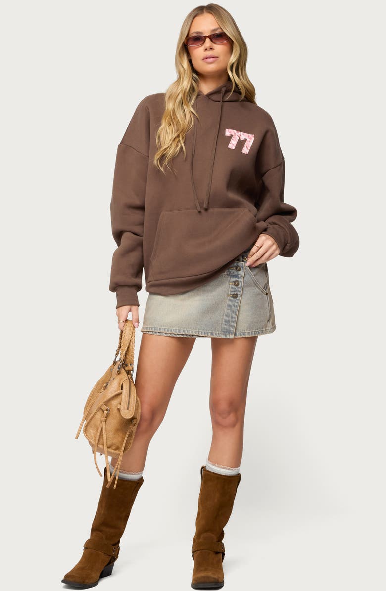 EDIKTED Leopard 77 Graphic Oversize Hoodie, Alternate, color,