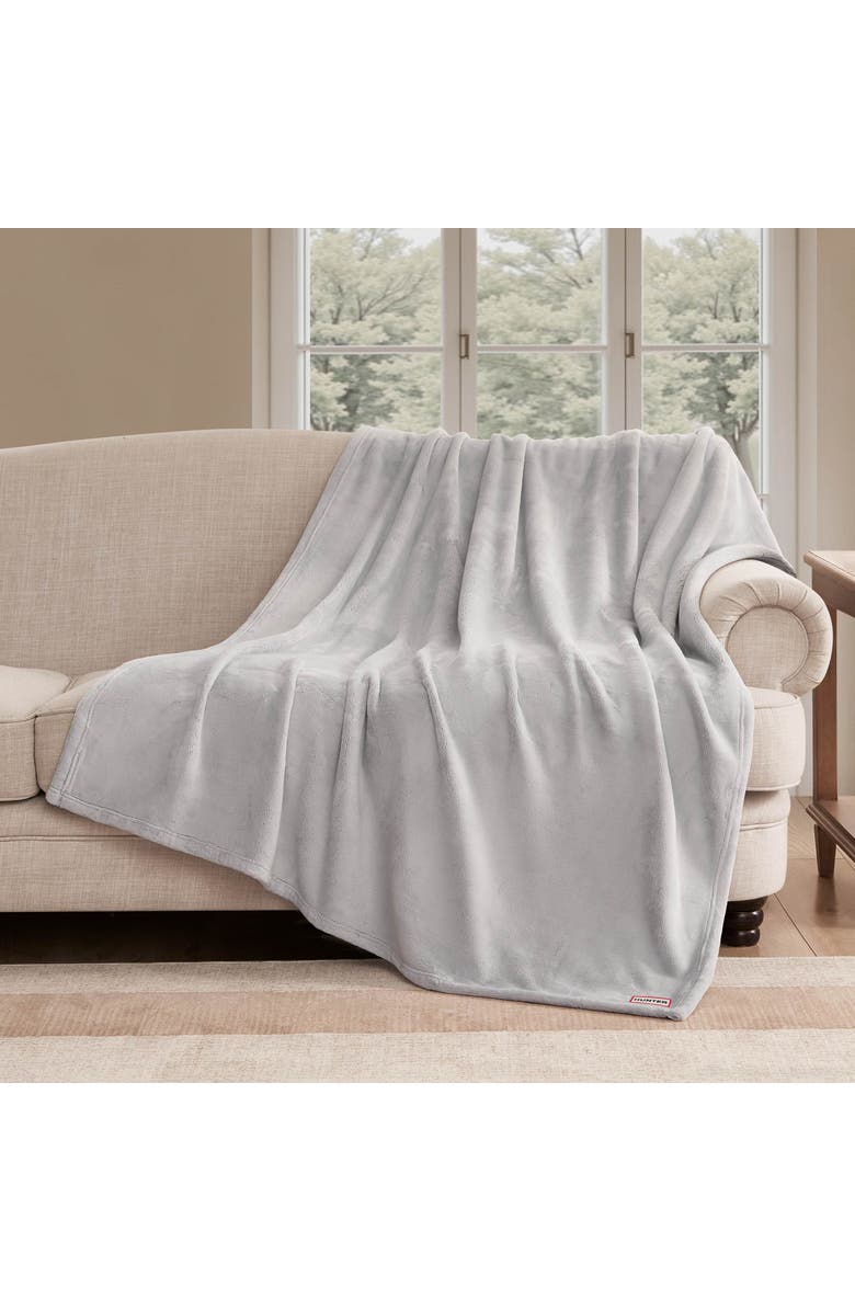 Hunter Coco Flannel Throw Blanket, Alternate, color, Glacier Gray