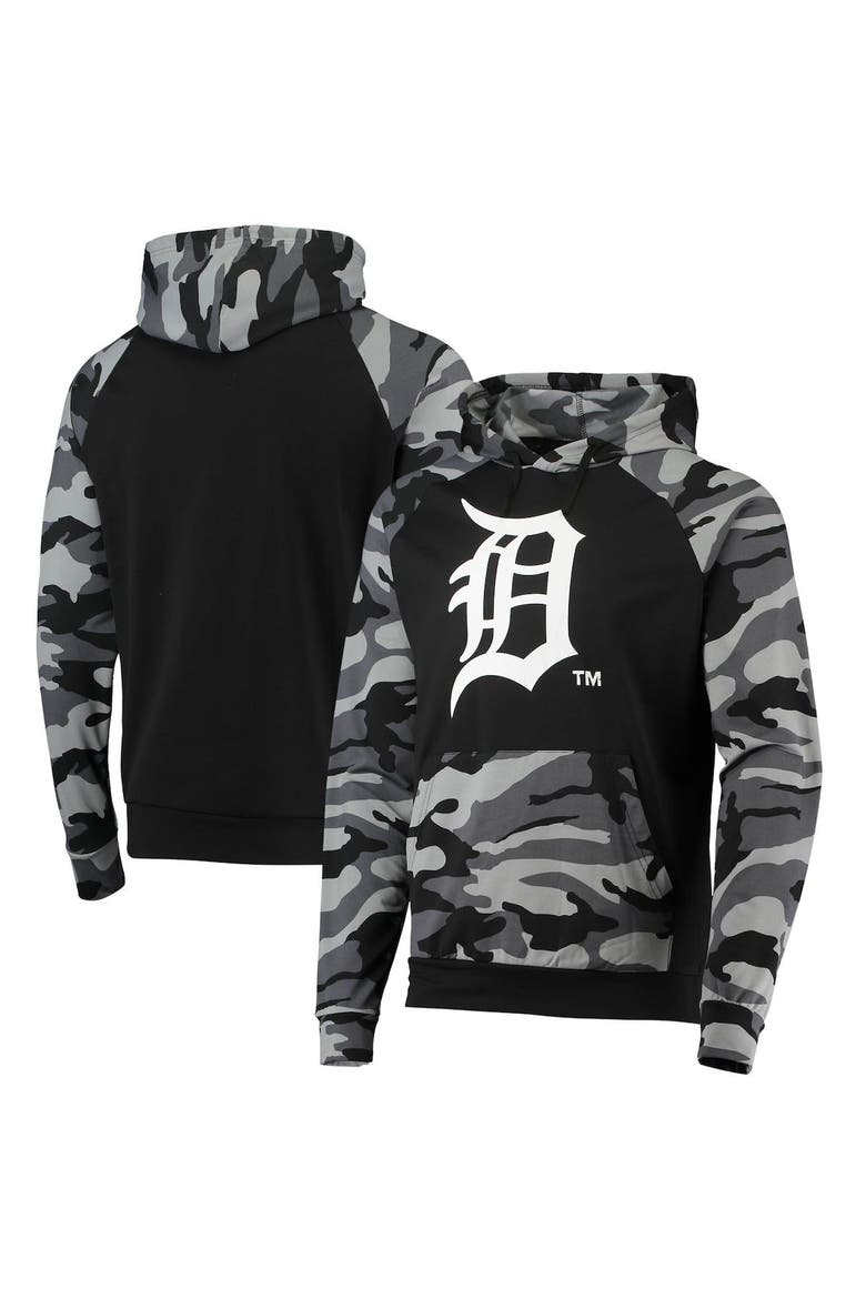 Men's FOCO Black Detroit Tigers Camo Raglan Pullover Hoodie, Main, color, Black